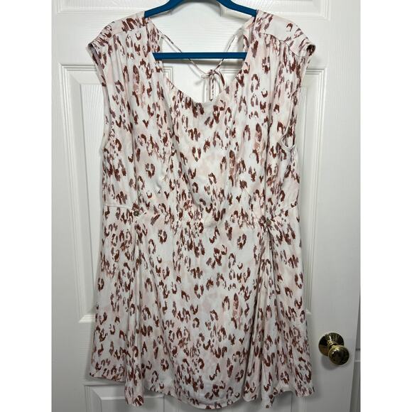 NWT Free People Printed Mini Short Dress Ivory Combo Medium Open Back Coastal - Picture 2 of 10
